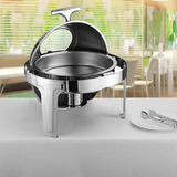 Stainless Steel Round Rolltop Chafing Dish with Glass Window 6L for Buffet and Catering- Furaha Finds Kenya