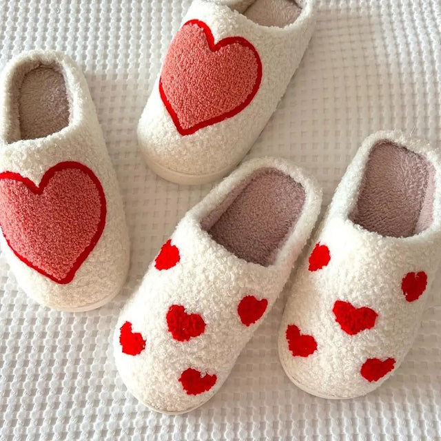 Heart Print Cozy Indoor Slippers Slippers