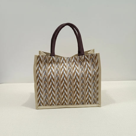 Geometric Tote Bag Eco Jute Canvas For Shoppers Smart Casual Bags & Accessories Tote Bags