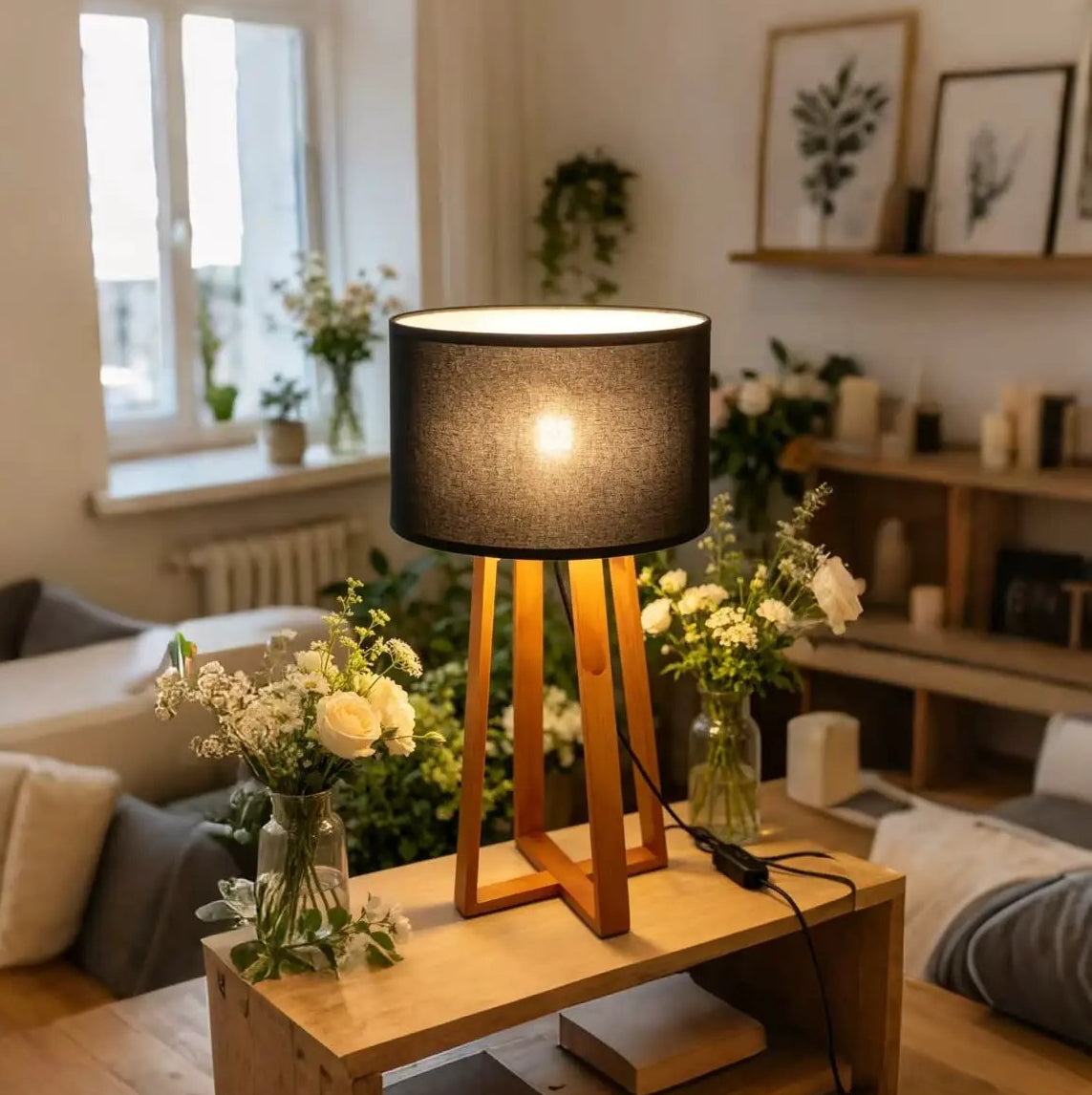 Wooden Tripod Table Lamp Table lamp Table Lamps
