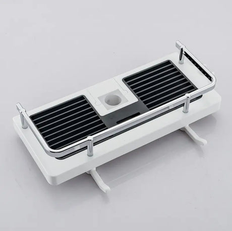 Rotating Hook Shower Storage Rack Single Tier Tray Stand, No Drilling, Easy Installation