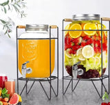 Glass Juice Dispenser In Metallic Stand 5L 8L For Parties Beverage Dispensers