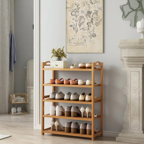 5-Layer Bamboo Shoe Rack – Sturdy and Elegant Entryway Organizer