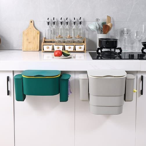 Foldable Kitchen Hanging Dustbin with 2 Trash Bag Storage Cans