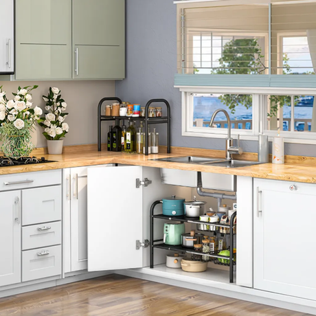 Under the Sink Adjustable 2-Tier Rack Multifunctional Kitchen, Bathroom, and Countertop Organizer.- Furaha Finds Kenya