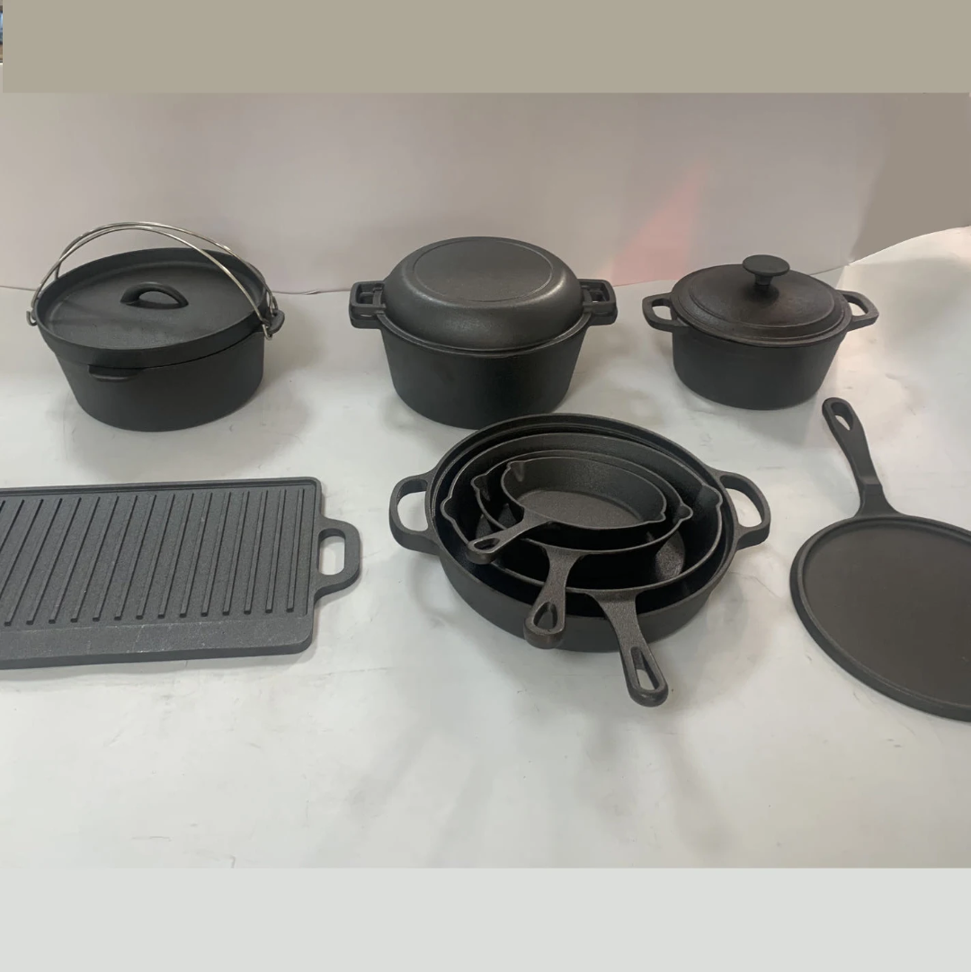 Preseasoned Cast Iron Cook,Bake & Serve Set Heavy Duty 10 Piece Collection- Furaha Finds Kenya