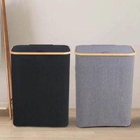 Foldable Bamboo Laundry Basket with Lid 100L Laundry Baskets