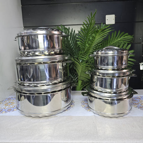 6pcs Stainless Steel Hotpots – Insulated Food Warmers Set- Furaha Finds Kenya