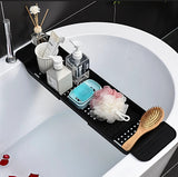 Expandable Bathtub Caddy Tray With Wine Glass Holder Non Slip Black Home & Garden Bathtub Caddies