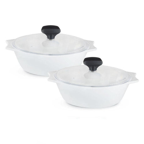 4pc White Glass Casserole Set (White Plain)- Furaha Finds Kenya