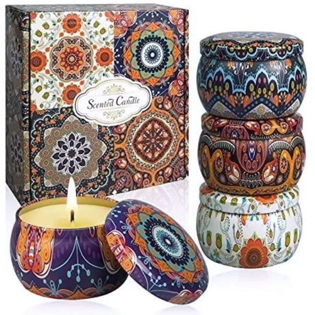 100% Soy Wax Scented Candles Gift Set with Petals and Exquisite Box