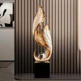 White & Gold Resin Feather Sculpture Feather sculpture Sculptures & Statues