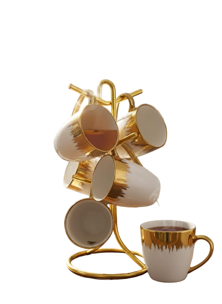 Gold Detail Ceramic Mug – 350ml White with Gold Touch