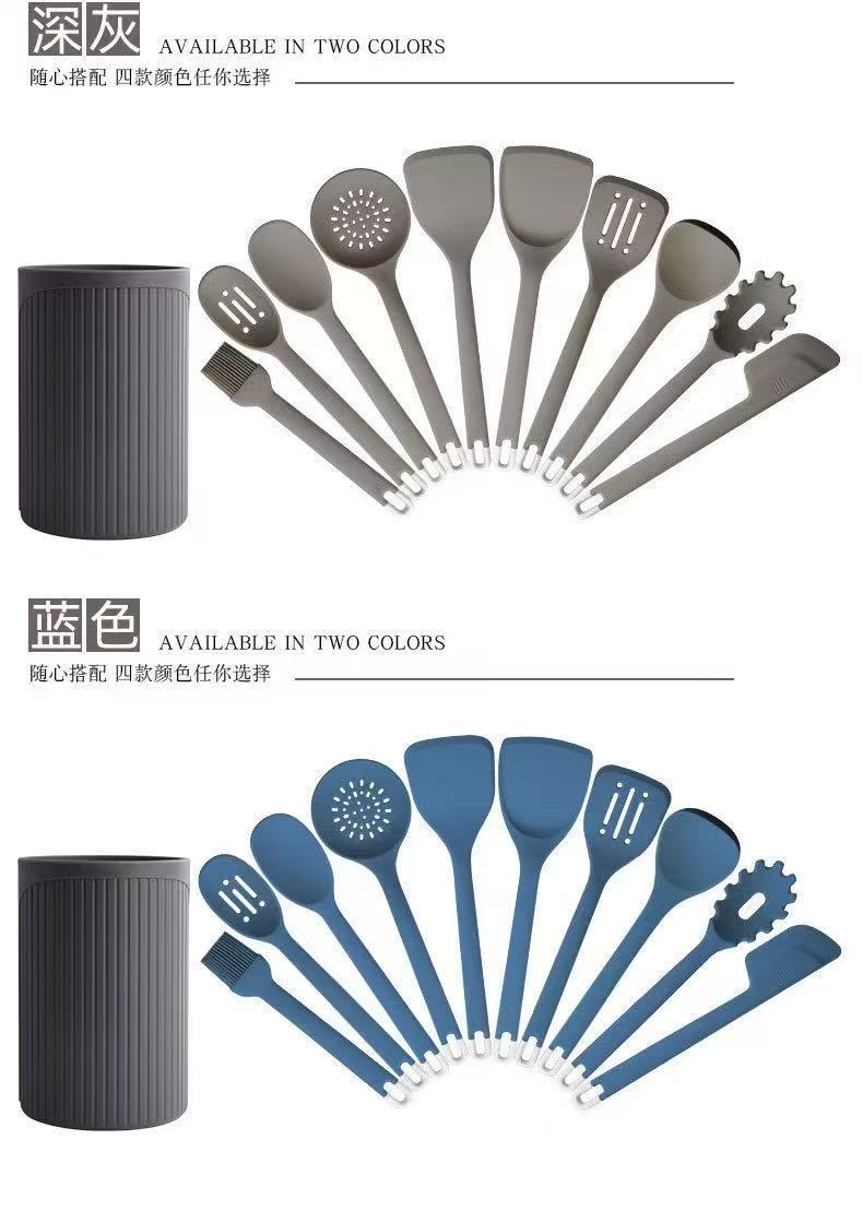 11pcs High Quality Silicone Serving Spoon Set – Non-Stick Heat Resistant Kitchen Utensils