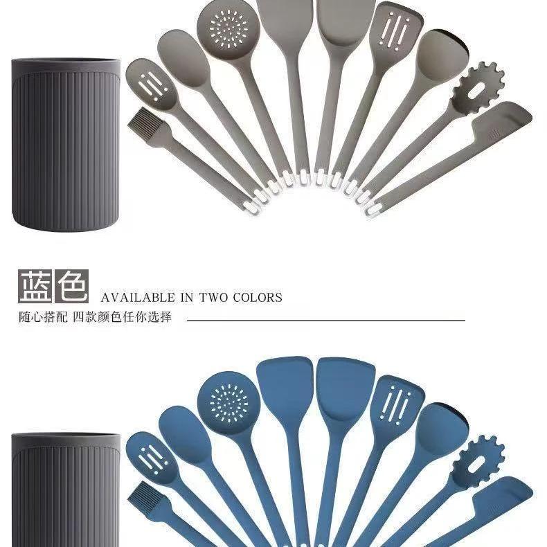 11pcs High Quality Silicone Serving Spoon Set – Non-Stick Heat Resistant Kitchen Utensils Kitchen Utensil Sets
