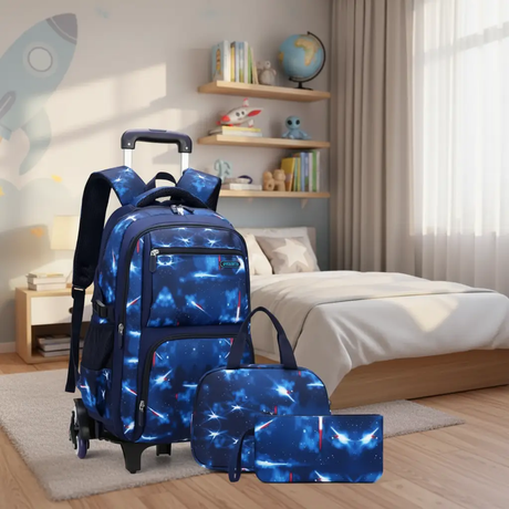 3 In 1 Rolling Trolley School Bag School Backpacks