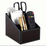 Multi-Compartment Leather Desk Organizer and Remote Holder