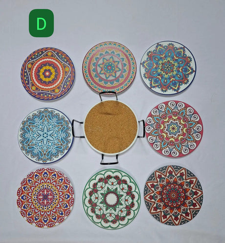 8Pcs Ethnic Style Ceramic Coasters Ceramic coaster Coasters