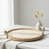 Wooden Bead Round Serving Tray Serving tray Decorative Trays