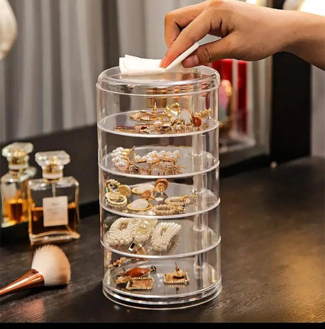 Acrylic Rotating Jewellery Holder Cosmetic Organizer Closet Organizers