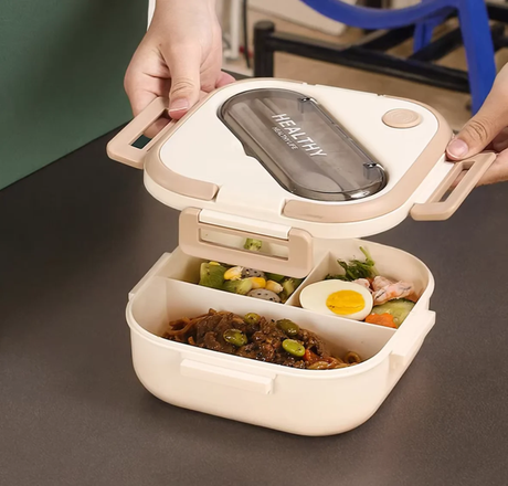 Double Layer 1400ml Lunch Box with Cutlery Set – Leak-Proof & Microwave Safe- Furaha Finds Kenya