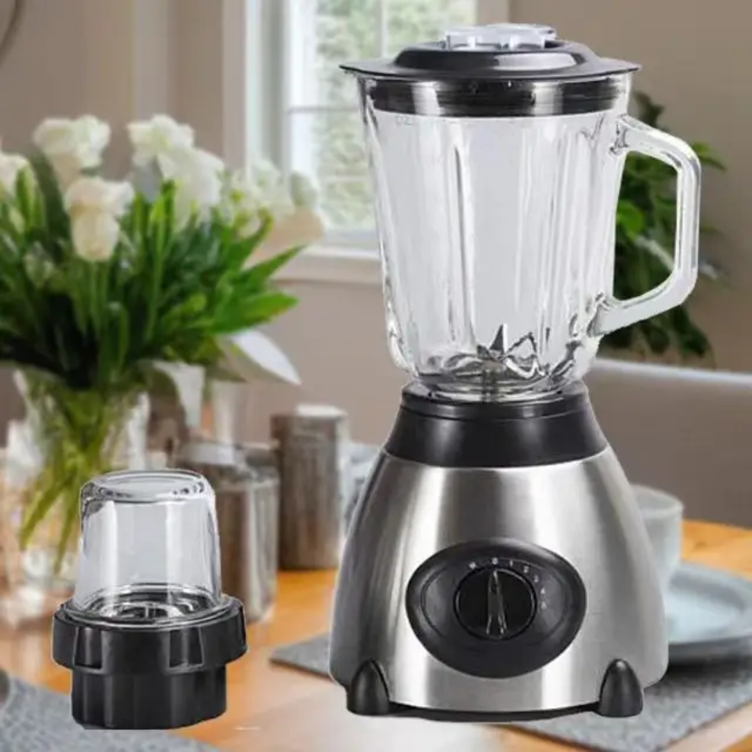 Nunix AK-500 Blender 1.5L Glass Jug, 500W, with Grinder Attachment.