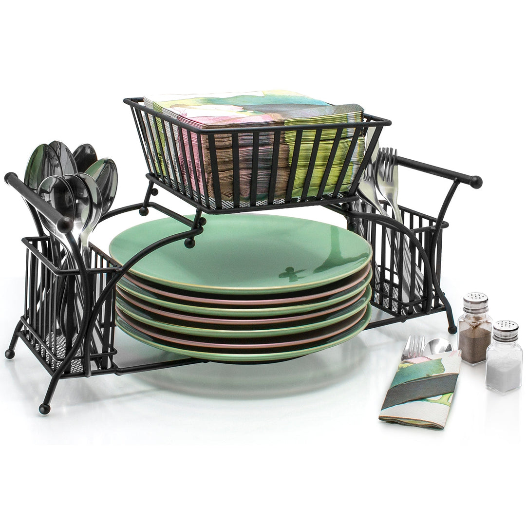 Stackable Tabletop Cutlery and Utensils Organizer Wrought Iron