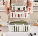 3pcs Stackable Food Storage Containers with Drainer Basket and Airtight Lid