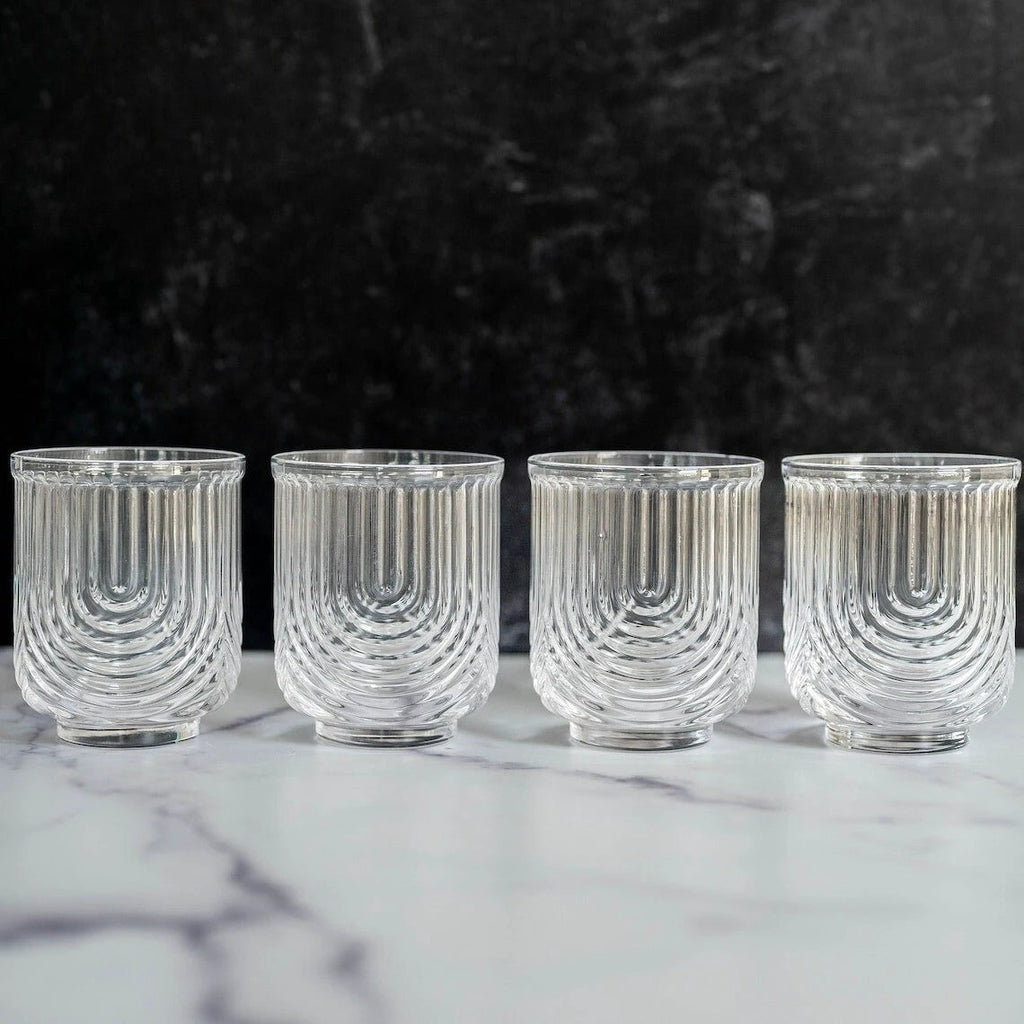 Unique Ribbed Aesthetic Glassware Set (6 Pieces) Kitchen ware