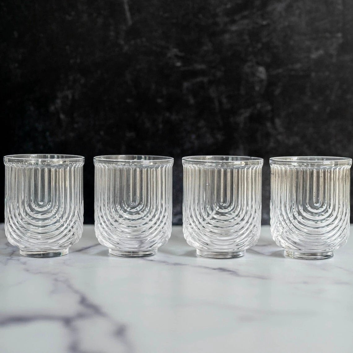 Unique Ribbed Aesthetic Glassware Set (6 Pieces) Kitchen ware