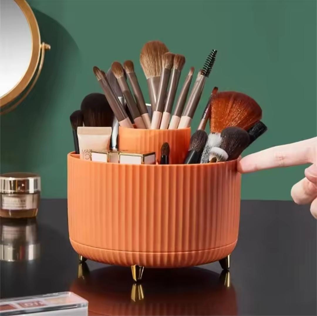 360° Rotating Desktop Makeup Brush and Cosmetic Organizer
