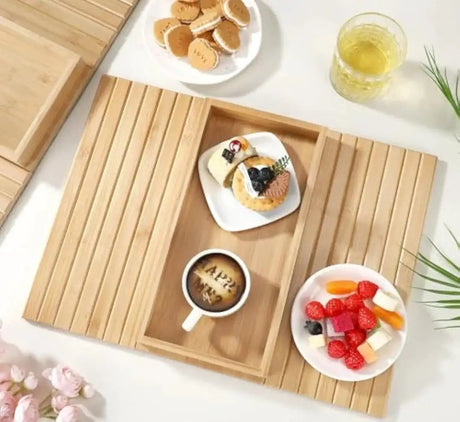 Foldable Bamboo Sofa Armrest Tray Armrest tray Sofa Accessories