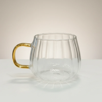 Petal Shaped Borosilicate Glass Mug 400ml Heat Resistant Glass mug Mugs