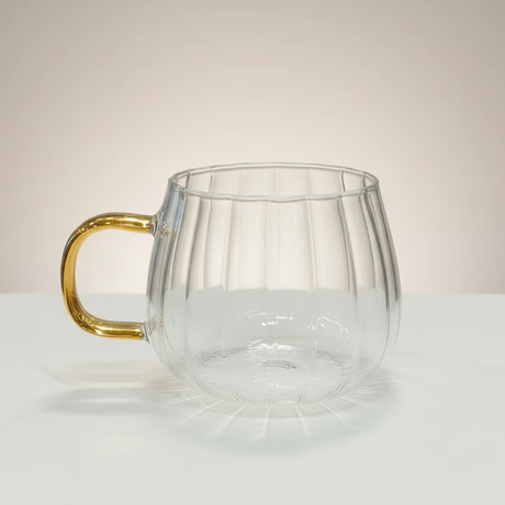 Petal Shaped Borosilicate Glass Mug 400ml Heat Resistant Glass mug Mugs