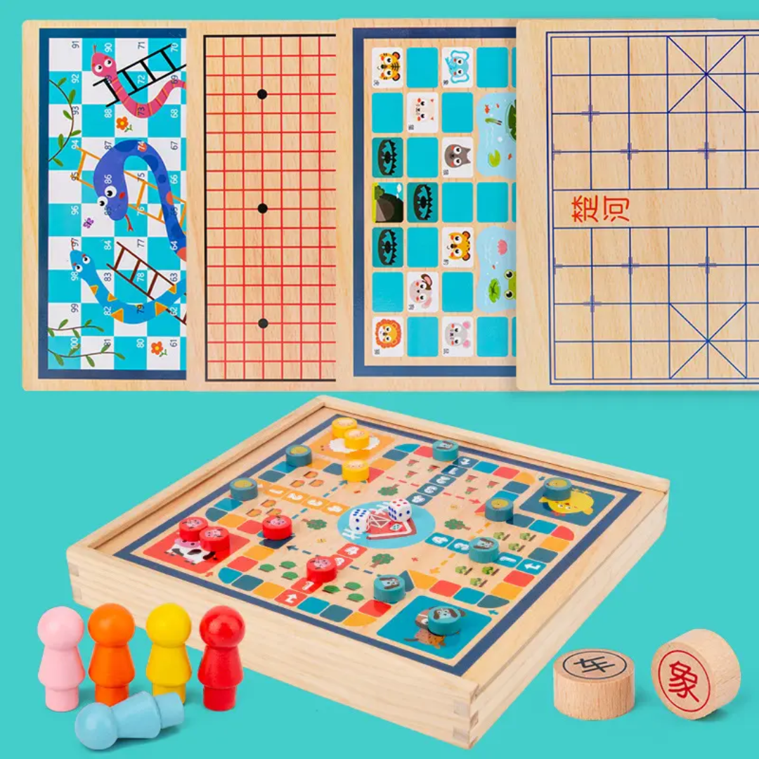 6in1 Wooden Board Game Set- Furaha Finds Kenya