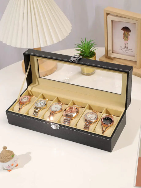 6 Slots Leather Watch Organizer Watch organizer Jewelry Boxes