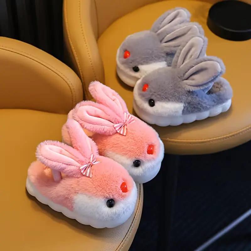 Cute Bunny Ears Plush Kids Indoor Slippers Foot wear Slippers