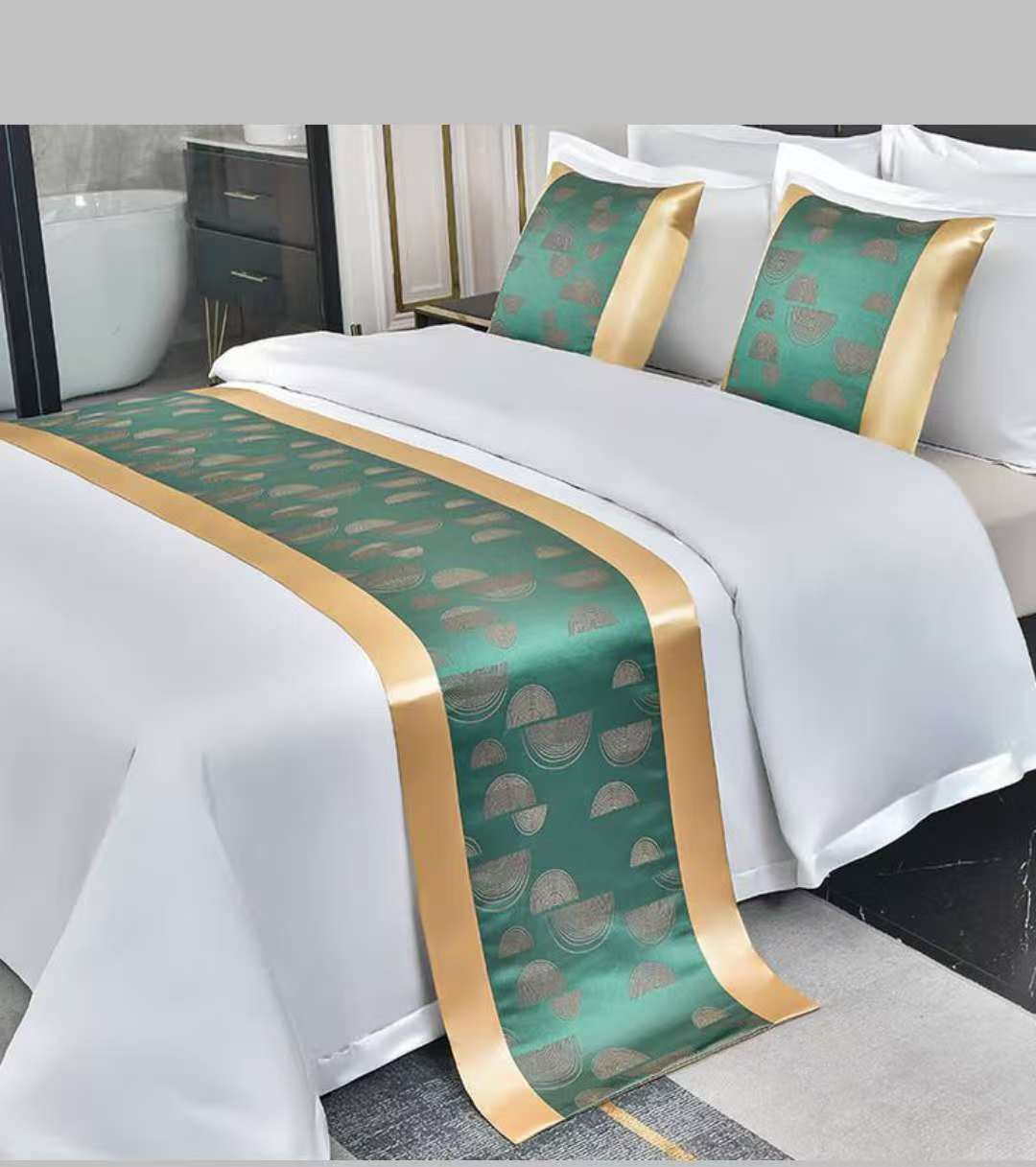 1pc Bedrunner with 2 Matching Pillowcases – Elegant Bedroom Decor Set