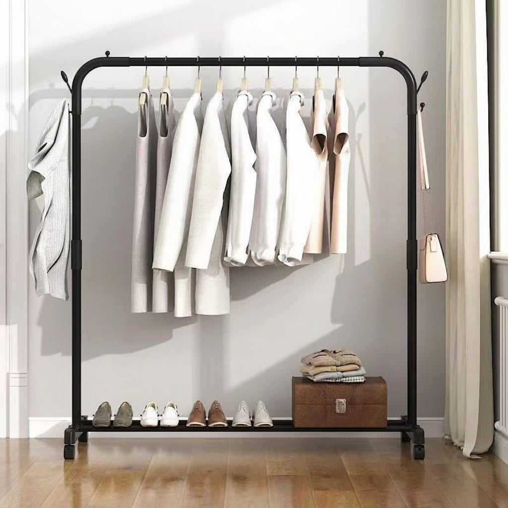 Single Pole Cloth Drying Rack with Shoe Rack Drying Racks