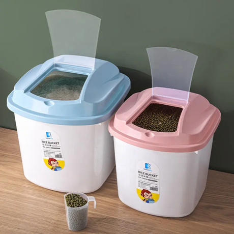 Rice Storage Bucket 10kg Capacity with Lid Available in Blue and Pink- Furaha Finds Kenya