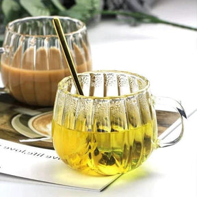 Petal Shaped Borosilicate Glass Mug 400ml Heat Resistant Glass mug Mugs