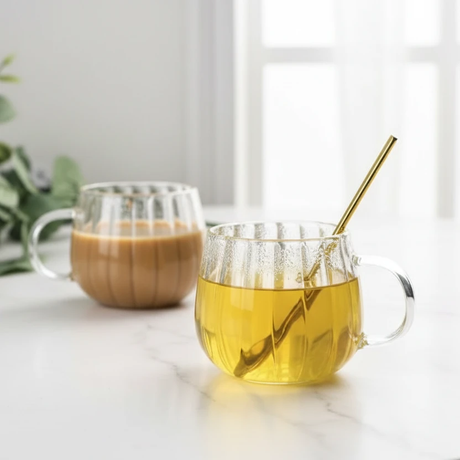 Petal Shaped Borosilicate Glass Mug 400ml Heat Resistant Glass mug Mugs