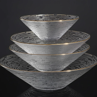 3-Piece Transparent Glass Plate Set with Golden Edge Kitchen and dining Plates