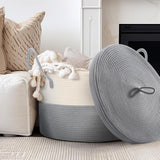 Extra Large Cotton Rope Basket with Lid 55cm x 35cm Storage Organizer
