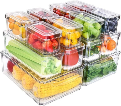 14pcs Stackable Fridge Organizers Clear Acrylic Storage Bins Space Saving & BPA-Free- Furaha Finds Kenya