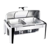Stainless Steel Rolltop Chafing Dish with Glass Window 9L Double Pan for Buffet and Catering