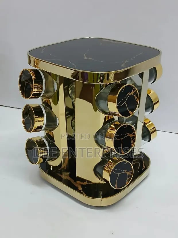 Rotating Spice Rack With 12 Glass Jars 100ml