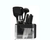 17pcs High Quality Silicone Kitchen Utensil Set – Heat Resistant 230°C with Knives, Tools, and Holder