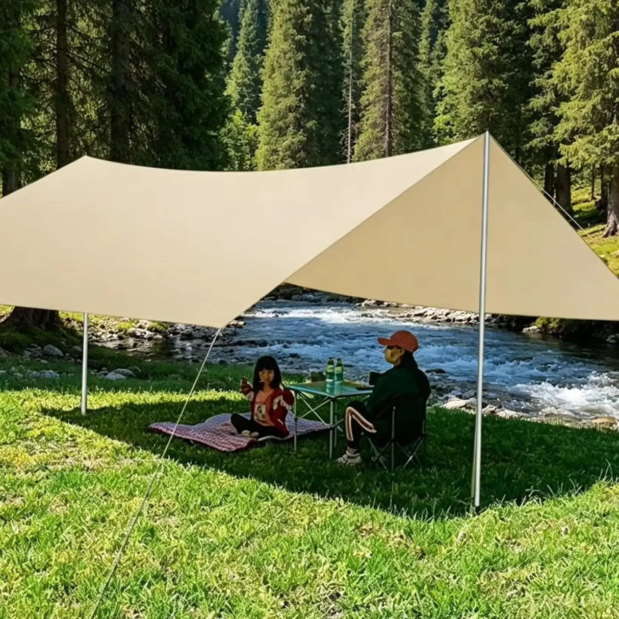 Outdoor Tarp with Poles Tent Awnings & Annexes