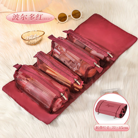 4-in-1 Cosmetic Bag Set with Zipper Closure – Detachable Nylon Mesh Makeup Organizer